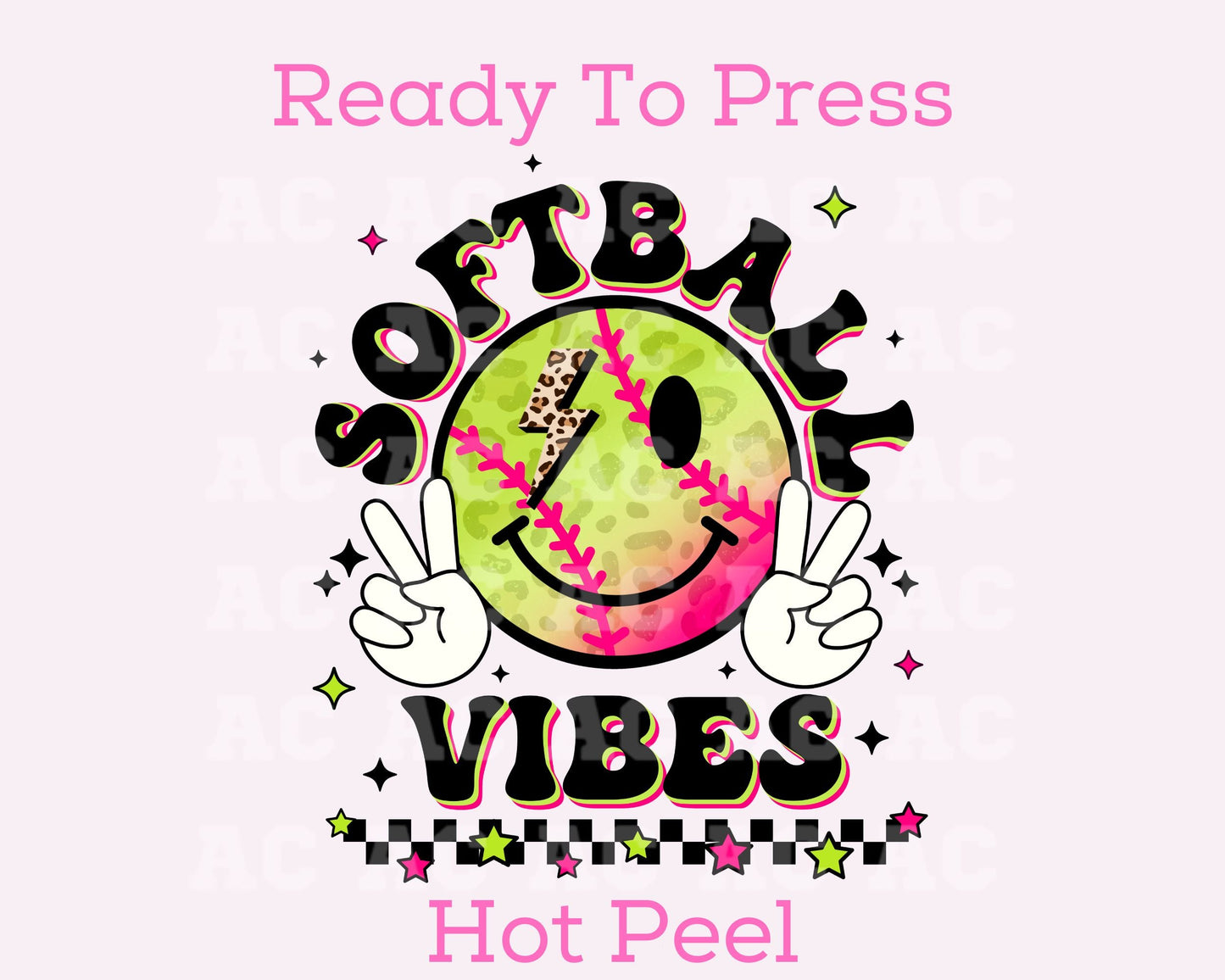 Black Softball Vibes DTF TRANSFER