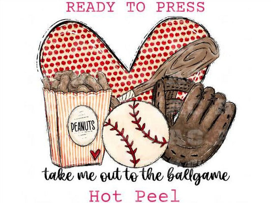 Take Me Out To The Ballgame (Black) Baseball DTF TRANSFER or UV DTF STICKER