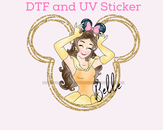 Yellow Dress Princess DTF TRANSFER UV DTF STICKER