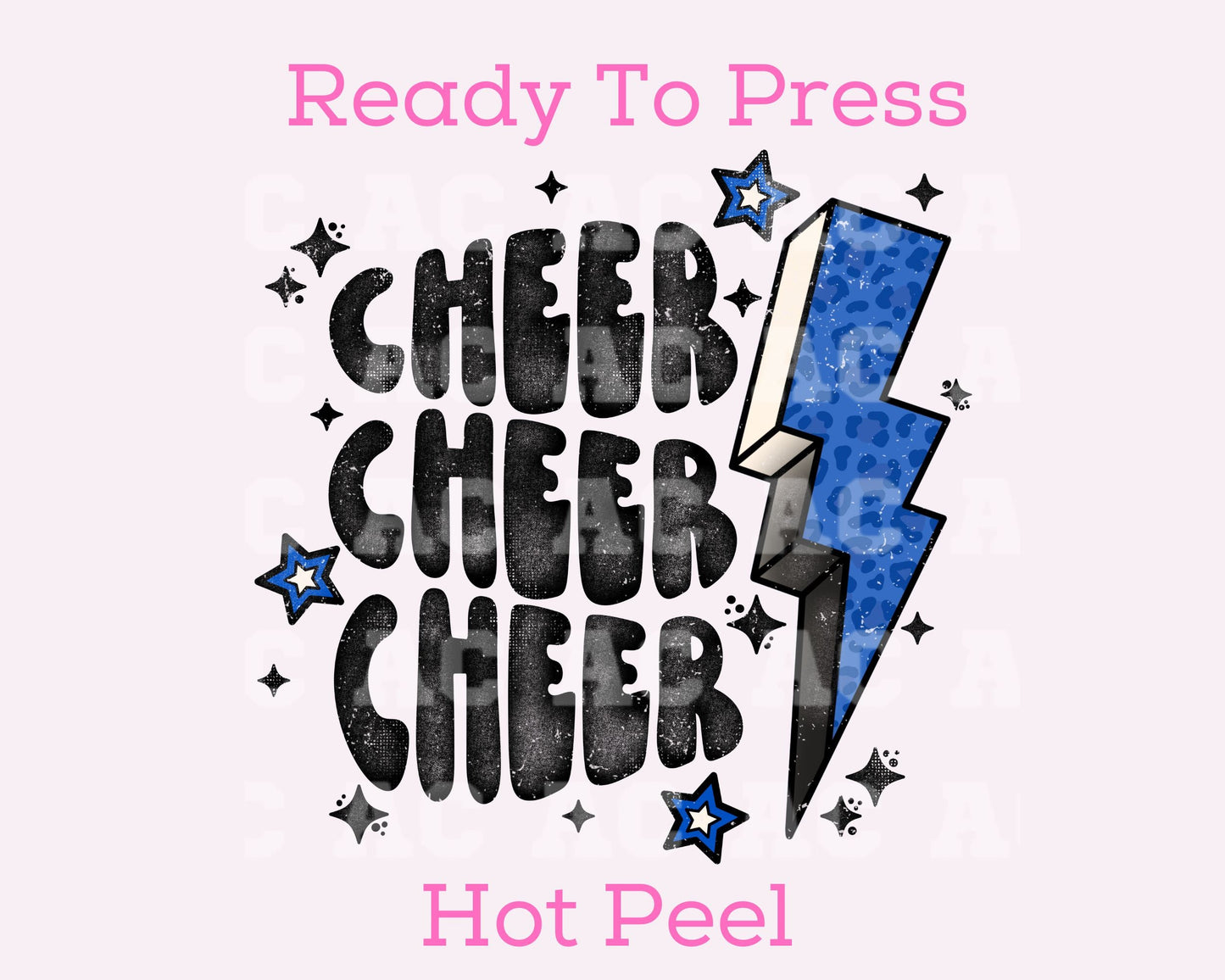 Blue Bolt Cheer DTF TRANSFER or UV DTF STICKER