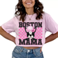 Boston Mama (Pink) Faux Sequins Faux Embroidery Mom DTF TRANSFER or UV DTF STICKER DECAL