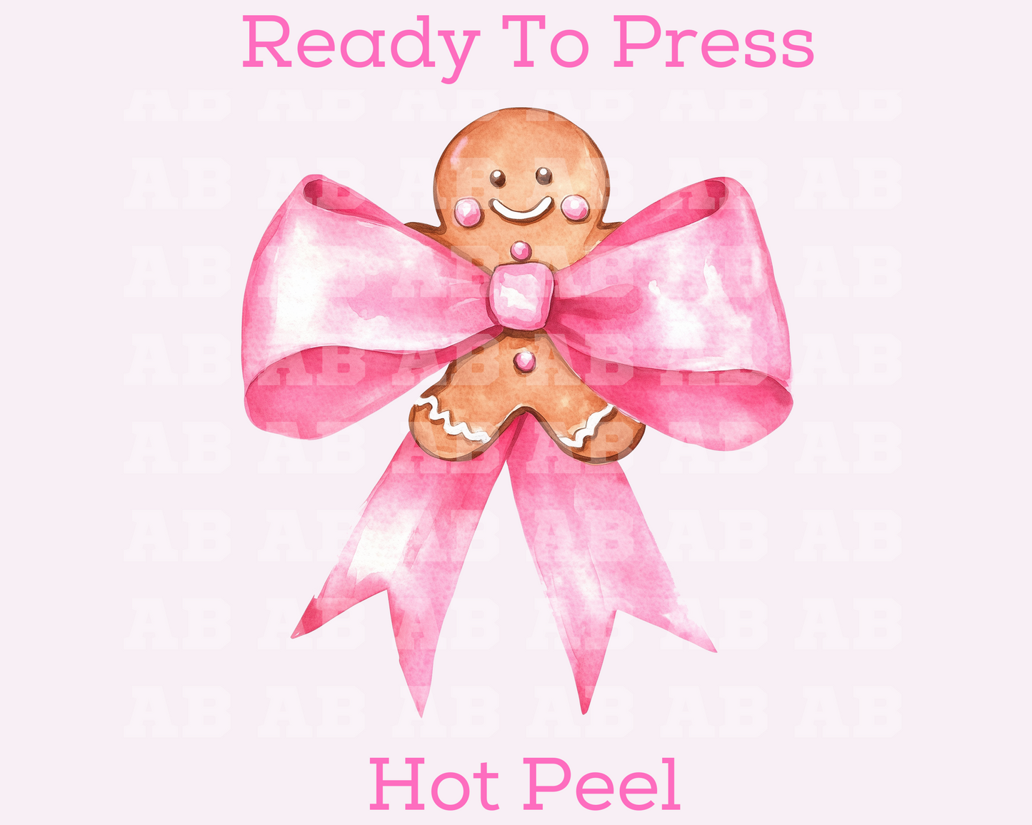 Coquette Bow Wrapped Gingerbread Christmas DTF TRANSFER  or UV DTF STICKER