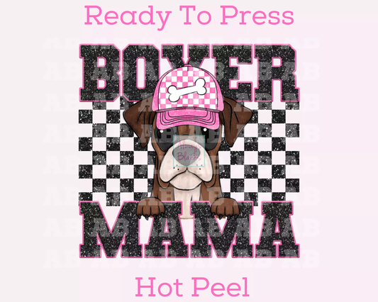 Boxer Mama (Black) Faux Sequins Faux Embroidery Mom DTF TRANSFER or UV DTF STICKER DECAL