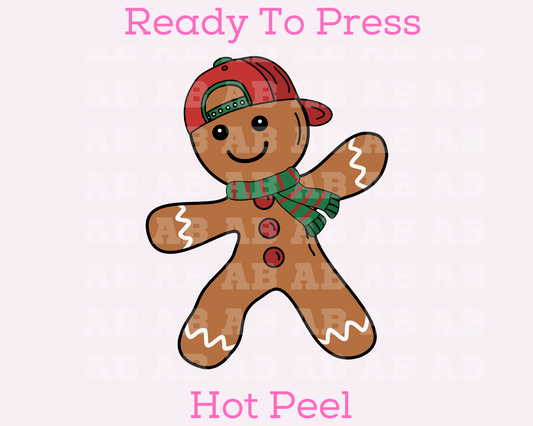 Boy Gingerbread With Hat Christmas DTF TRANSFER or UV DTF STICKER