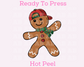 Boy Gingerbread With Hat Christmas DTF TRANSFER  or UV DTF STICKER