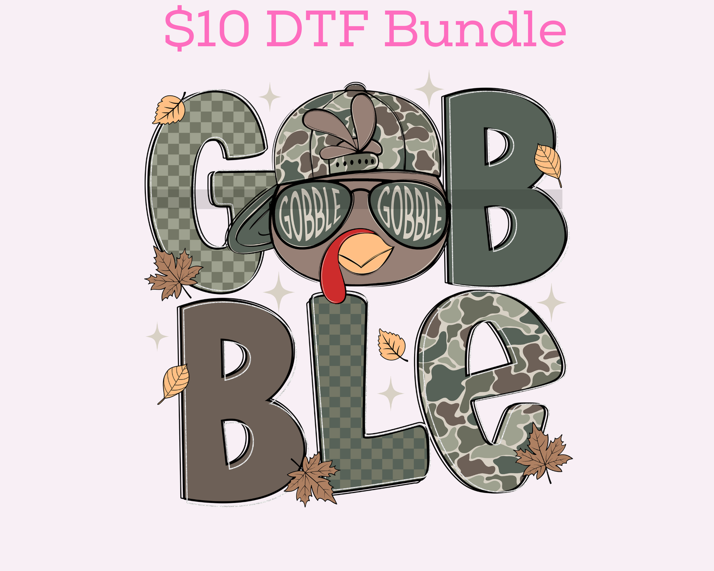 Camo BOY GOBBLE Turkey Thanksgiving DTF TRANSFER