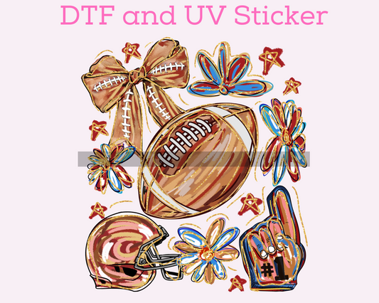 Football Bow Brush Stroke DTF Transfer