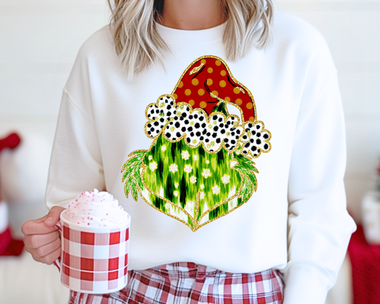 Green Man Brush Stroke Christmas DTF TRANSFER or UV DTF STICKER