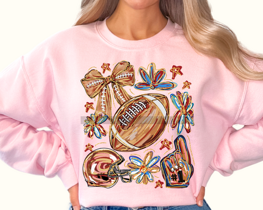 Football Bow Brush Stroke DTF Transfer