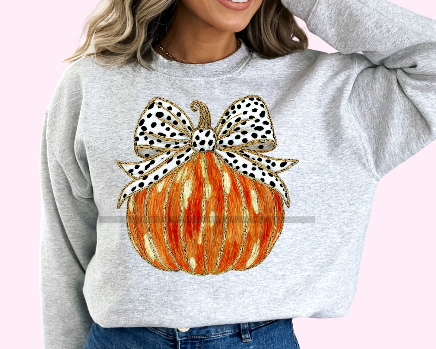 Brush Stroke Pumpkin Dalmatian Bow Coquette Halloween DTF TRANSFER