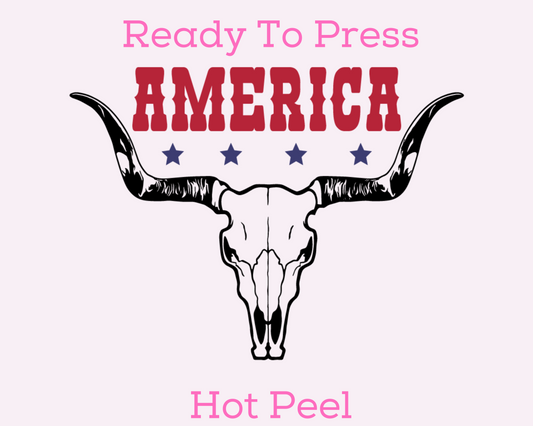 American Bull Western Patriotic DTF TRANSFER or UV DTF STICKER