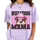 Bulldog Mama (Pink) Faux Sequins Faux Embroidery Mom DTF TRANSFER or UV DTF STICKER DECAL