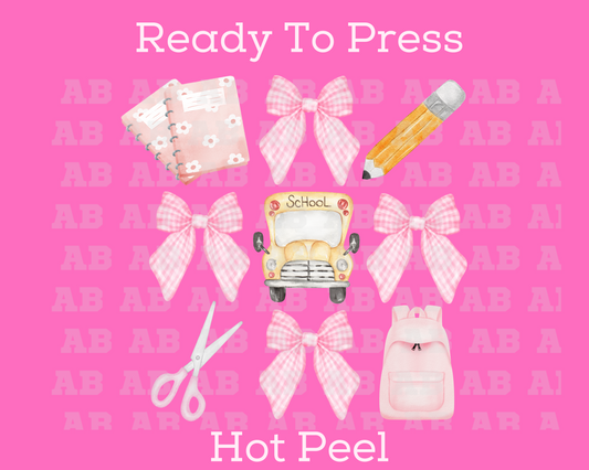 Coquette Bow Back To School Collage School DTF TRANSFER or UV DTF STICKER DECAL