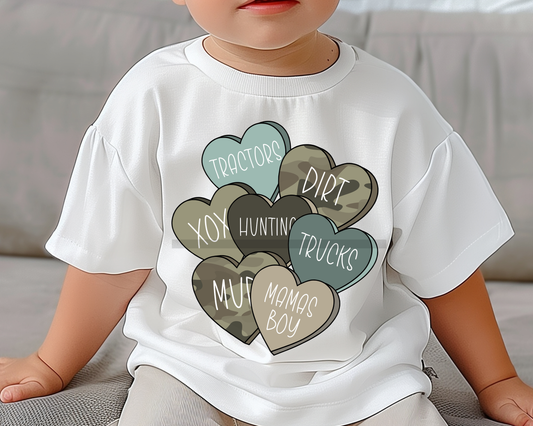 Boy Candy Heart Camo Valentine's Day DTF TRANSFER or UV DTF STICKER