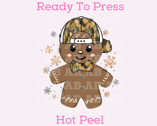 Brushstroke Camo Gingerbread Boy Christmas DTF TRANSFER or UV DTF STICKER
