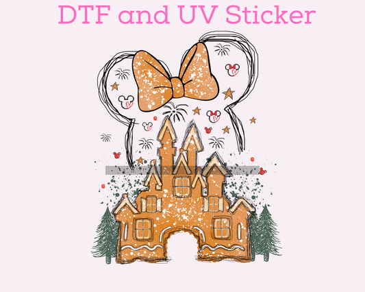 Magical Castle Gingerbread Christmas DTF TRANSFER or UV DTF STICKER