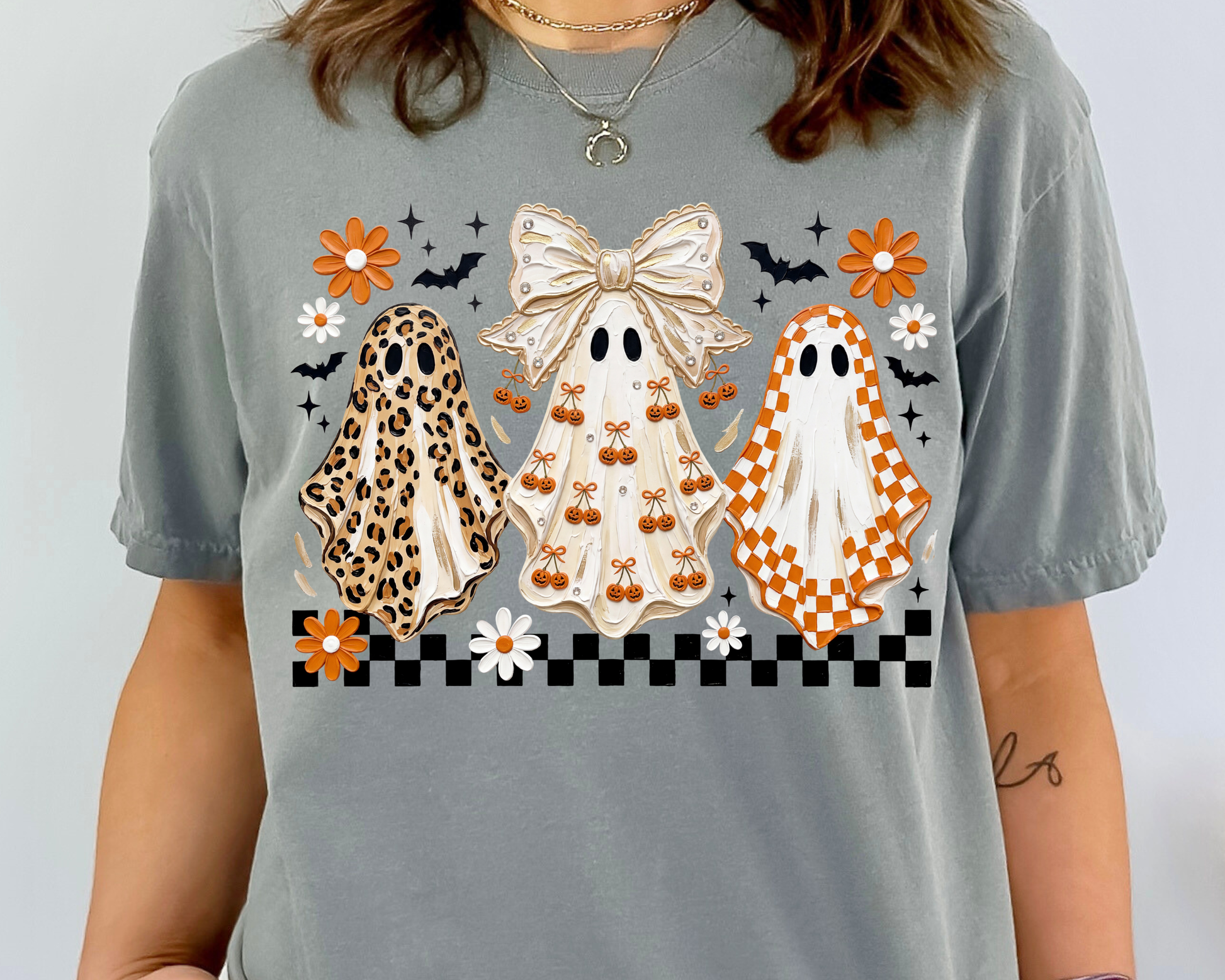 Ghost Girls Leopard Bow Halloween DTF TRANSFER