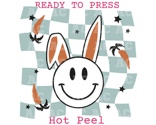 Happy Bunny Retro (Checkered) Easter DTF TRANSFER