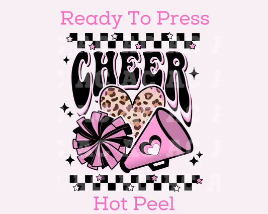 Checkered Cheer (Pink) DTF TRANSFER or UV DTF STICKER