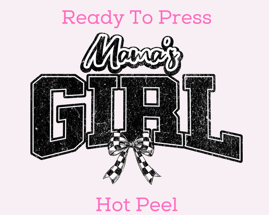 Mama's Girl Checkered Coquette DTF TRANSFER or UV DTF STICKER DECAL
