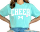 Cheer in Varsity Letters with Bow DTF TRANSFER or UV DTF STICKER