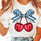 Coquette Bow Cherry 4th of July Patriotic DTF TRANSFER or UV DTF STICKER