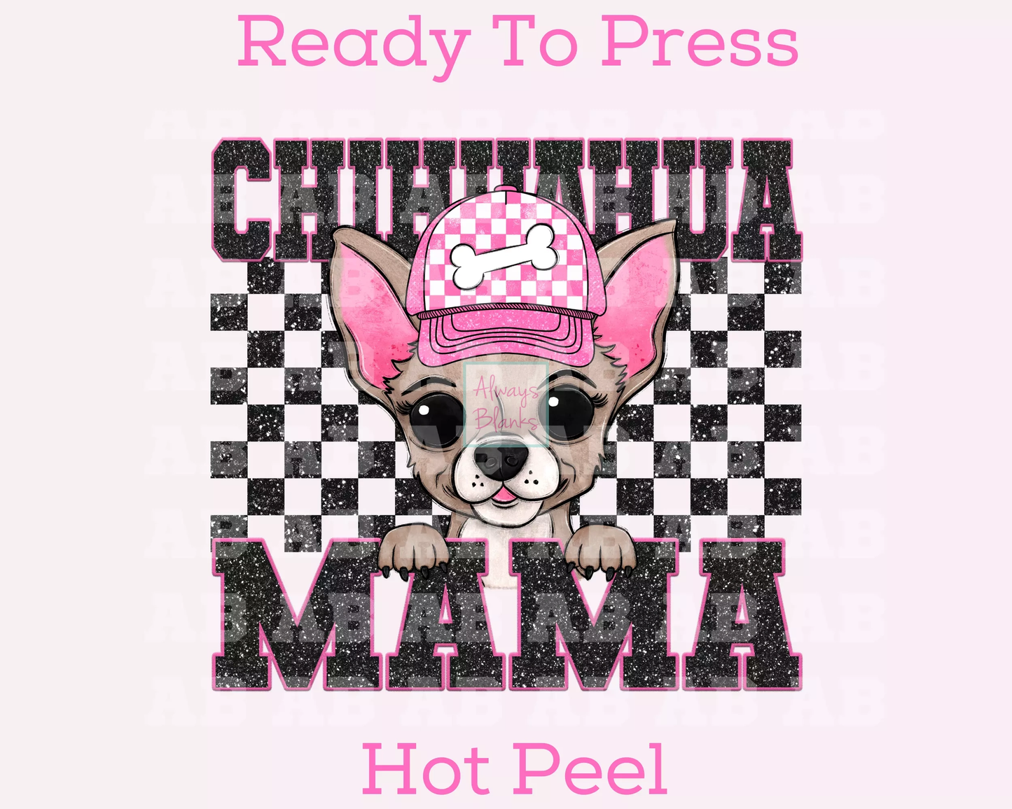 Chihuahua Mama (Black) Faux Sequins Faux Embroidery Mom DTF TRANSFER or UV DTF STICKER DECAL