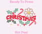Retro Christmas Flower Holly And Candy Canes Christmas DTF TRANSFER
