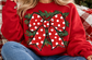 Garland and Polka Dot Bow Christmas DTF TRANSFER