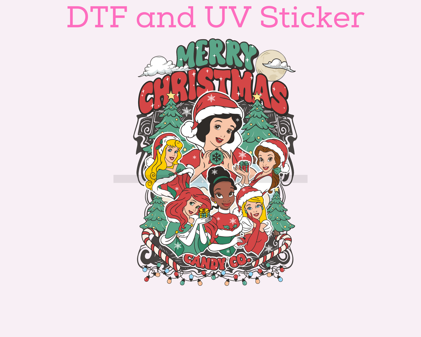 Magical Princess Candy Co Christmas DTF TRANSFER or UV DTF STICKER