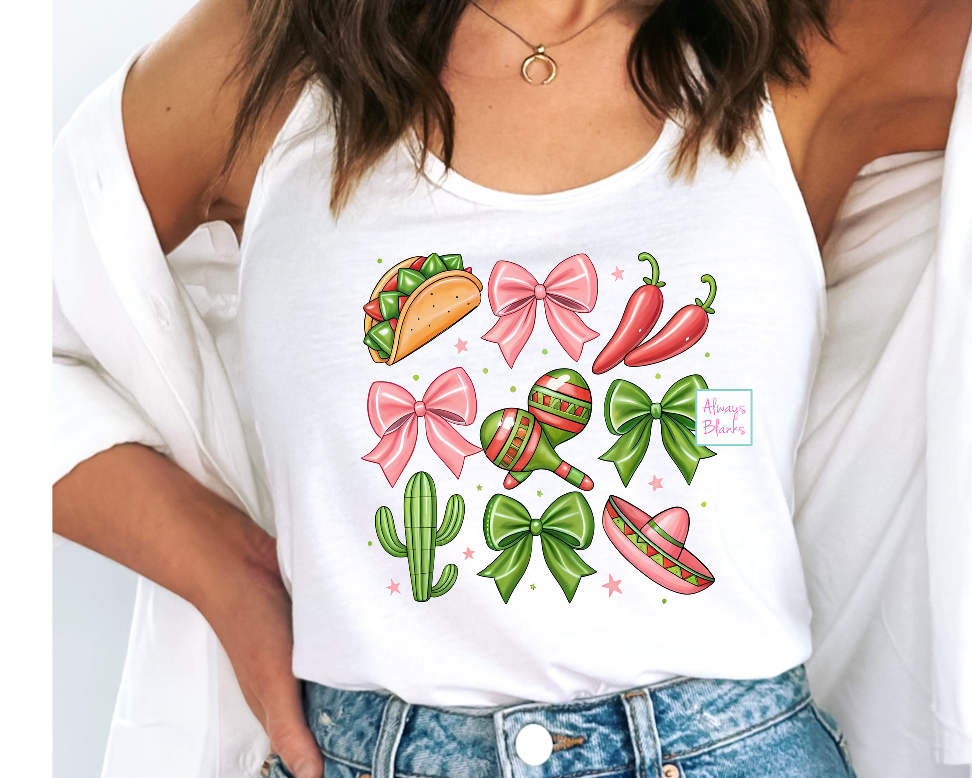 Cinco De Mayo Coquette Bow taco chili  DTF TRANSFER or UV DTF STICKER