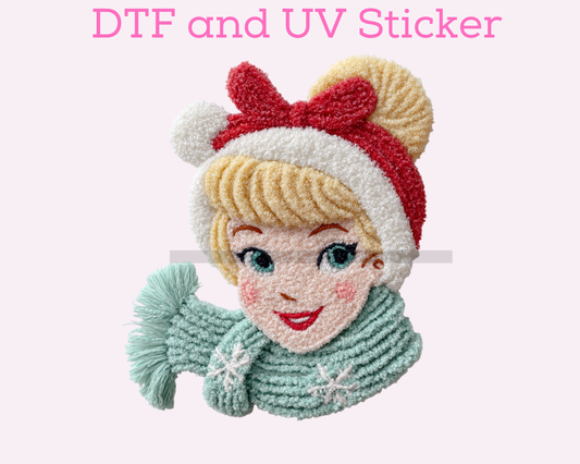 Magical Faux Yarn Princess Christmas DTF TRANSFER or UV DTF STICKER