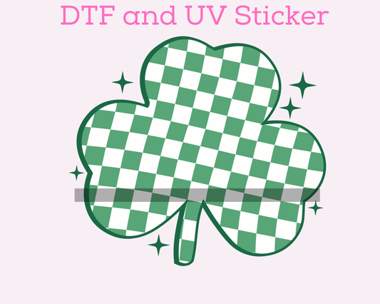 Checkered Clover St. Patrick's Day DTF TRANSFER or UV DTF STICKER or UV DTF STICKER