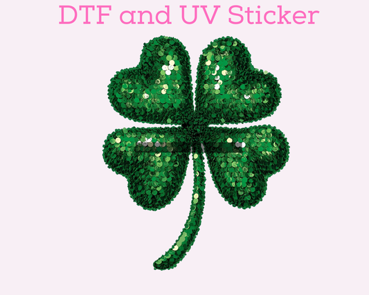 Clover Faux Sequins St. Patrick's Day DTF TRANSFER or UV DTF STICKER
