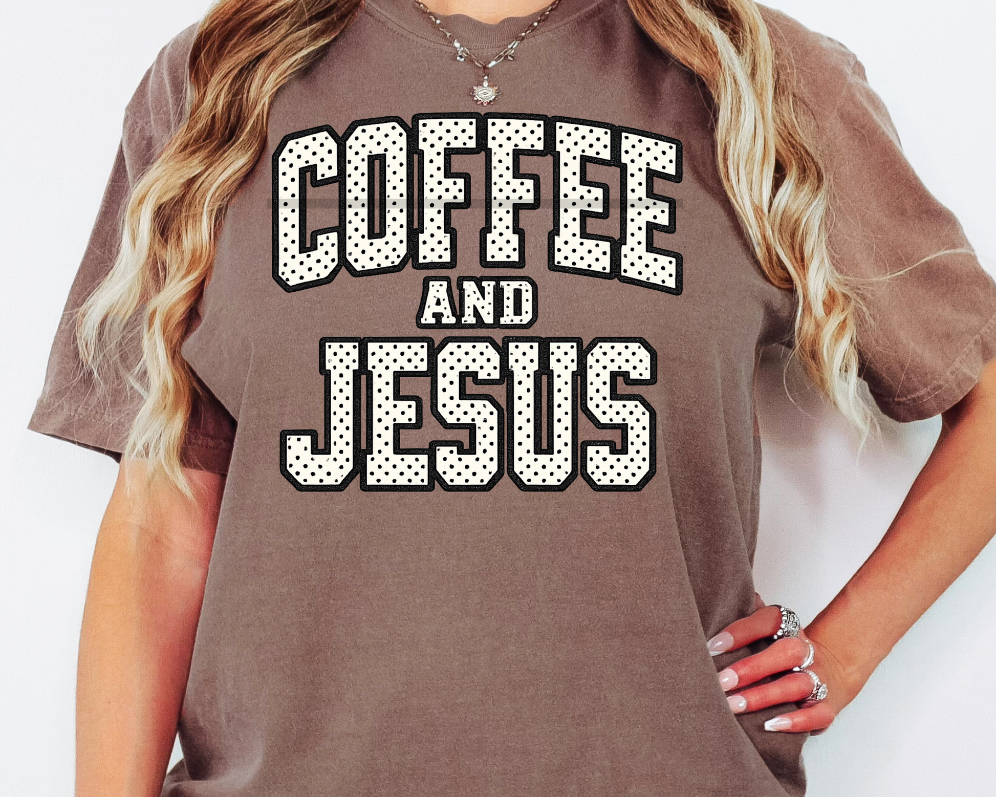 Jesus & Coffee Polka Dot Religious DTF TRANSFER or UV DTF STICKER