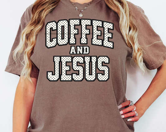 Jesus & Coffee Polka Dot Religious DTF TRANSFER or UV DTF STICKER
