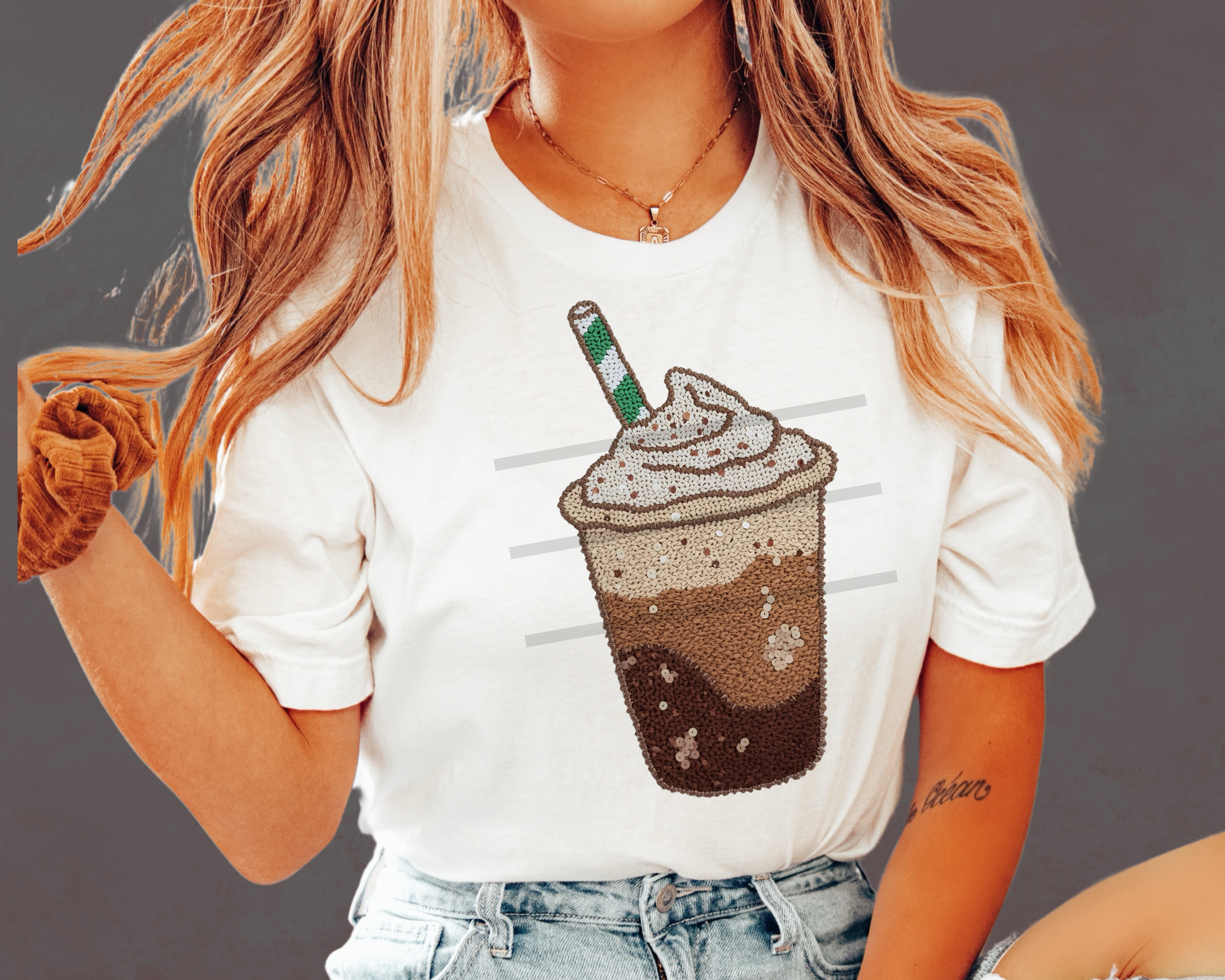 Faux Yarn Coffee DTF TRANSFER