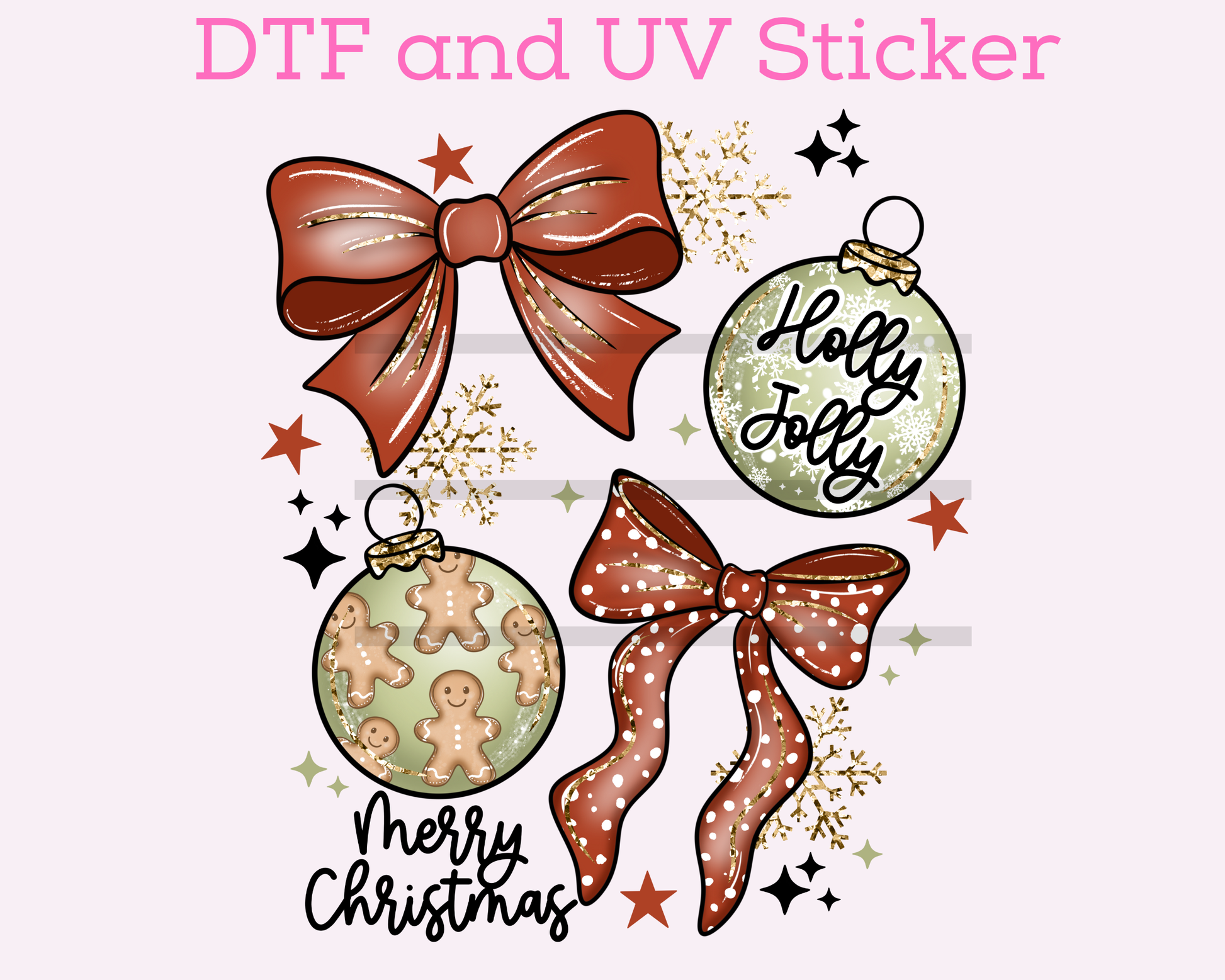 Ornament Bow Christmas DTF TRANSFER