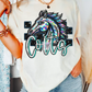 Checkered Colts Faux Embroidery School Mascot DTF TRANSFER or UV DTF STICKER