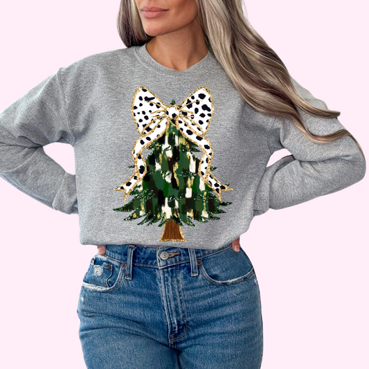 Dalmatian Coquette Bow Christmas (Faux Glitter) Christmas DTF TRANSFER or UV DTF STICKER