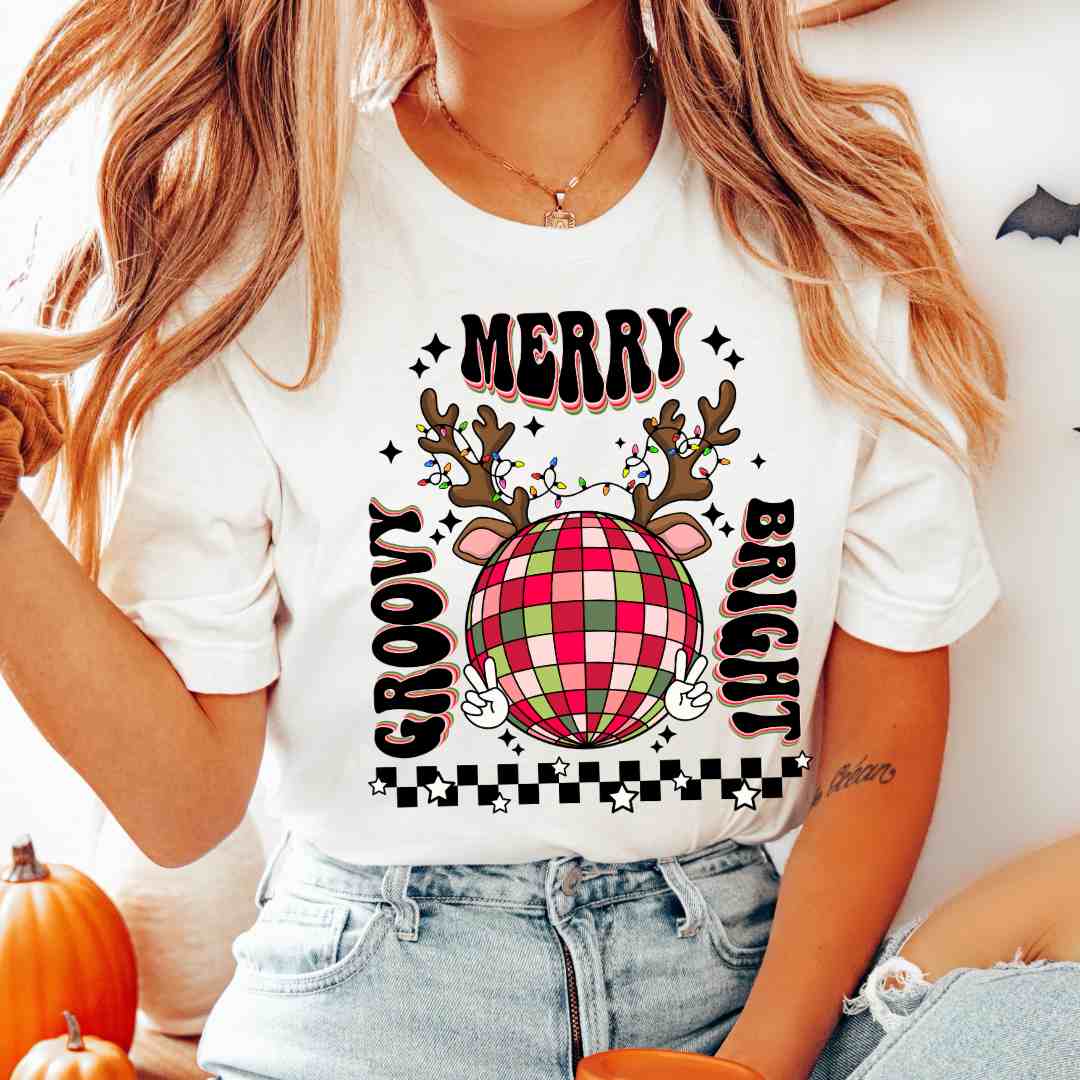 Merry Groovy Bright DTF TRANSFER or UV DTF STICKER