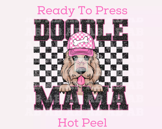 Doodle Mama (Black) Faux Sequins Faux Embroidery Mom DTF TRANSFER or UV DTF STICKER DECAL