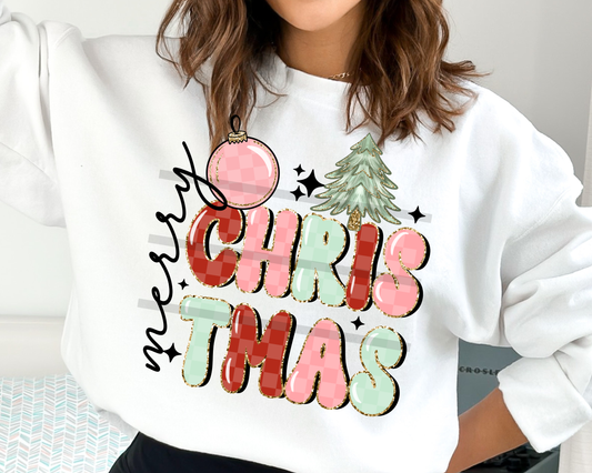 Merry Christmas Doodle Letters Christmas DTF TRANSFER