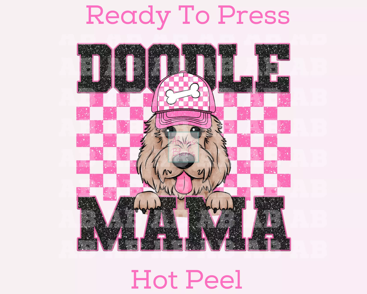 Doodle Mama (Pink) Faux Sequins Faux Embroidery Mom DTF TRANSFER or UV DTF STICKER DECAL