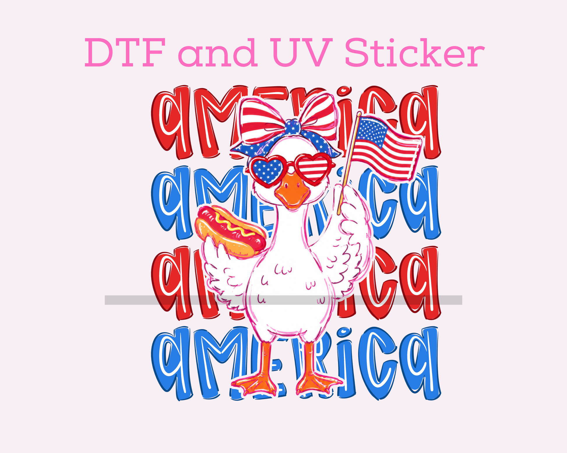 America Goose with bow and glasses Patriotic 4th of July DTF TRANSFER