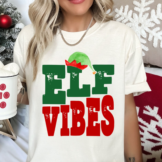 ElfVibes Christmas DTF TRANSFER  or UV DTF STICKER