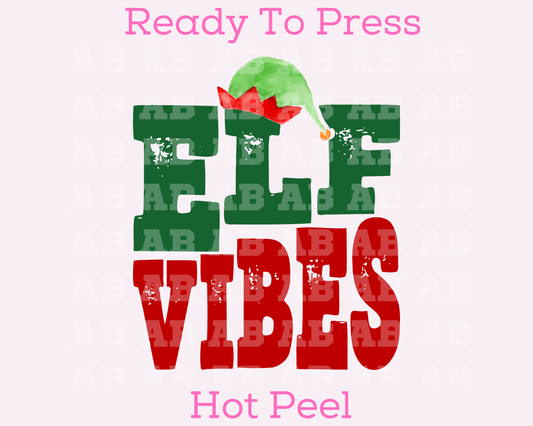 ElfVibes Christmas DTF TRANSFER  or UV DTF STICKER