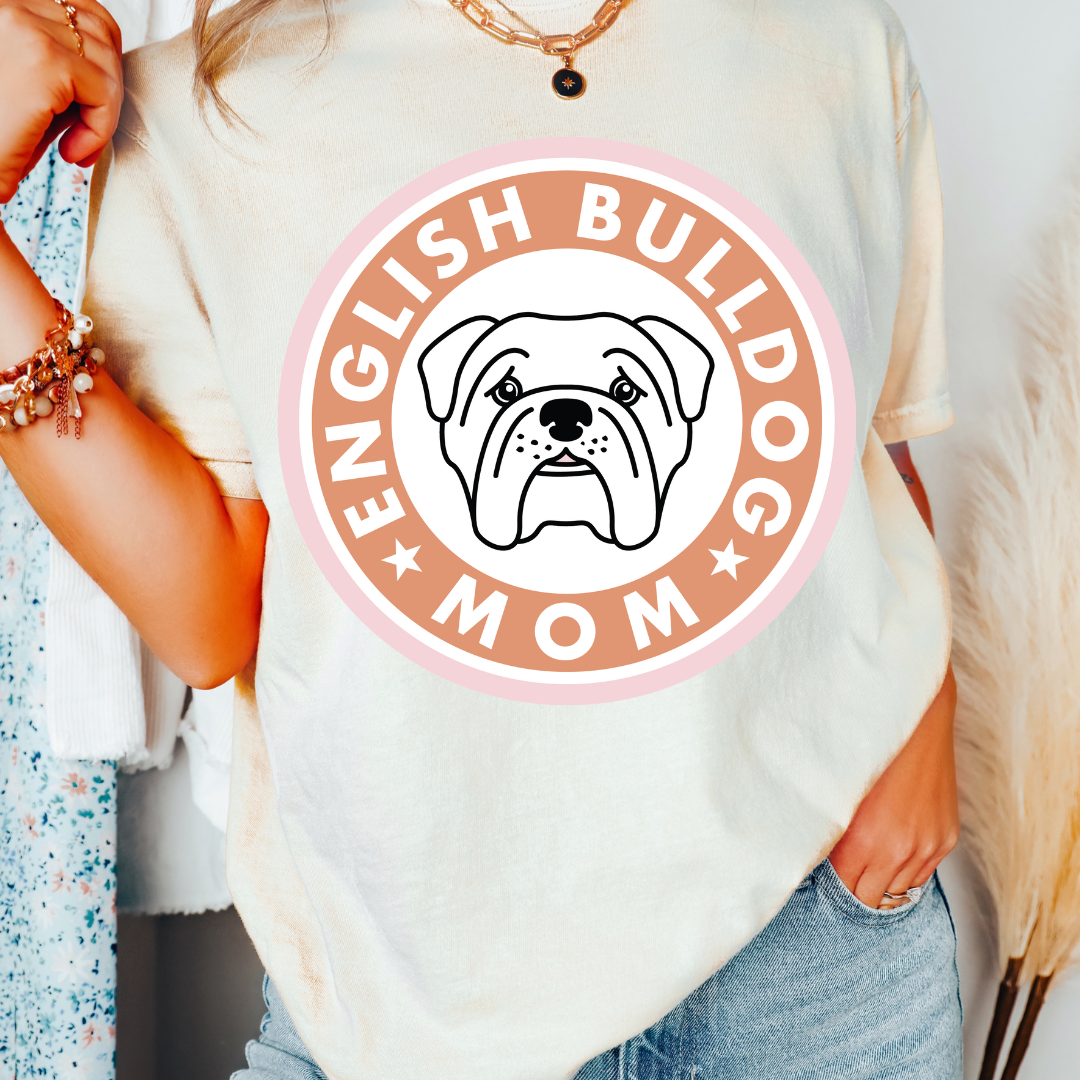 English Bulldog Mom DTF TRANSFER or UV DTF STICKER DECAL