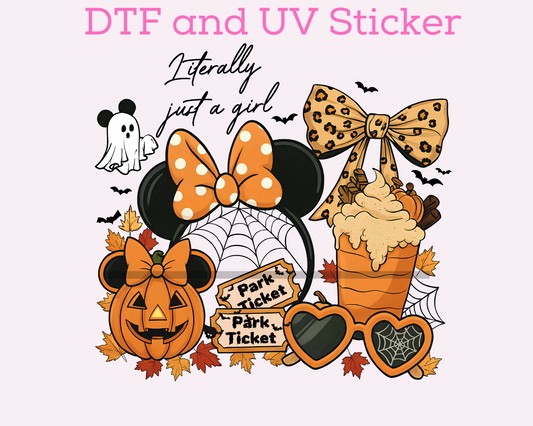 Magical Halloween Fall Just a girl DTF TRANSFER or UV DTF STICKER