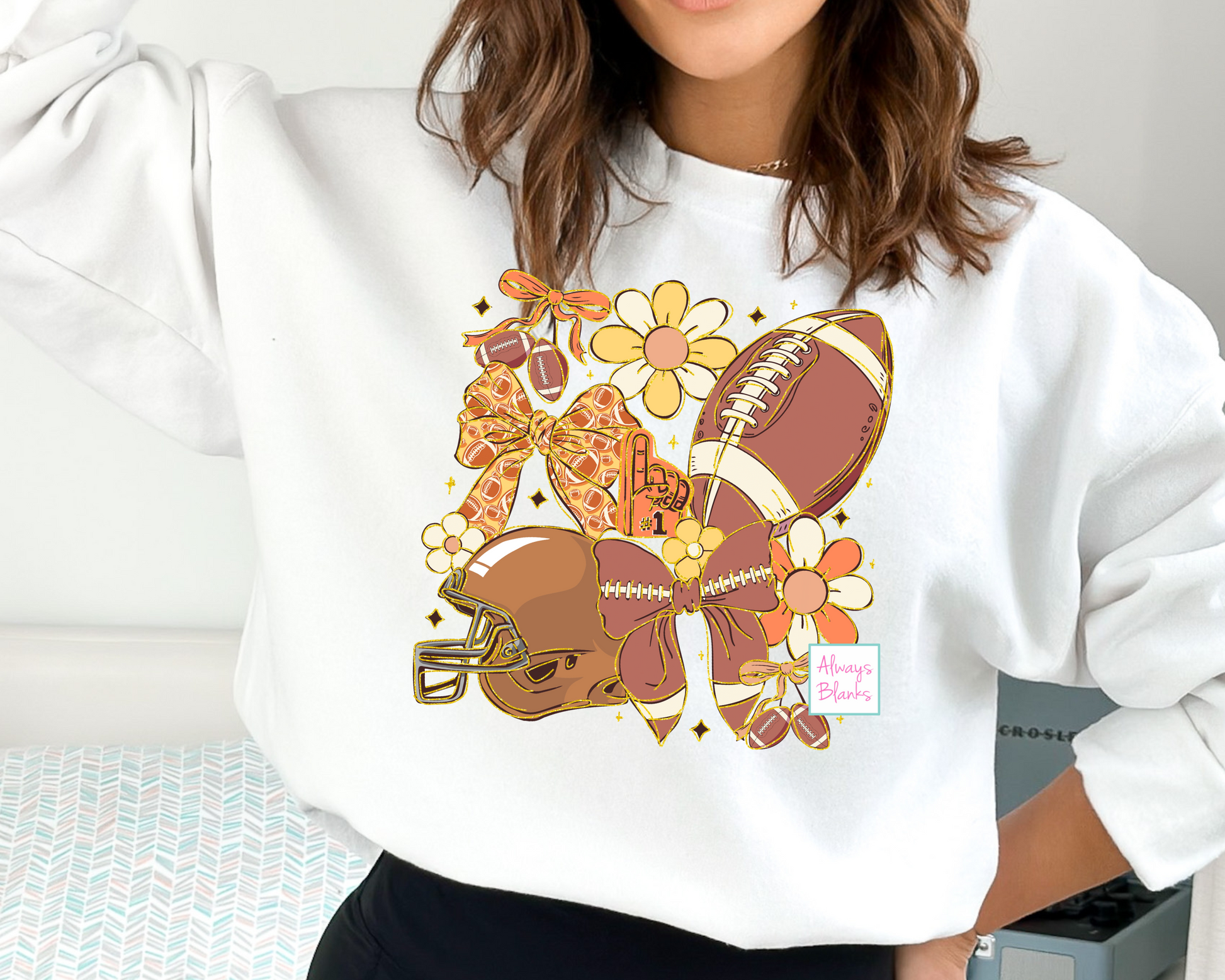 Fall Football Bow DTF TRANSFER or UV DTF STICKER DECAL